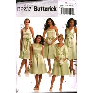 Butterick BP237 Misses Dress Sash Sewing Pattern Size 16-24 Bridal Prom Formal